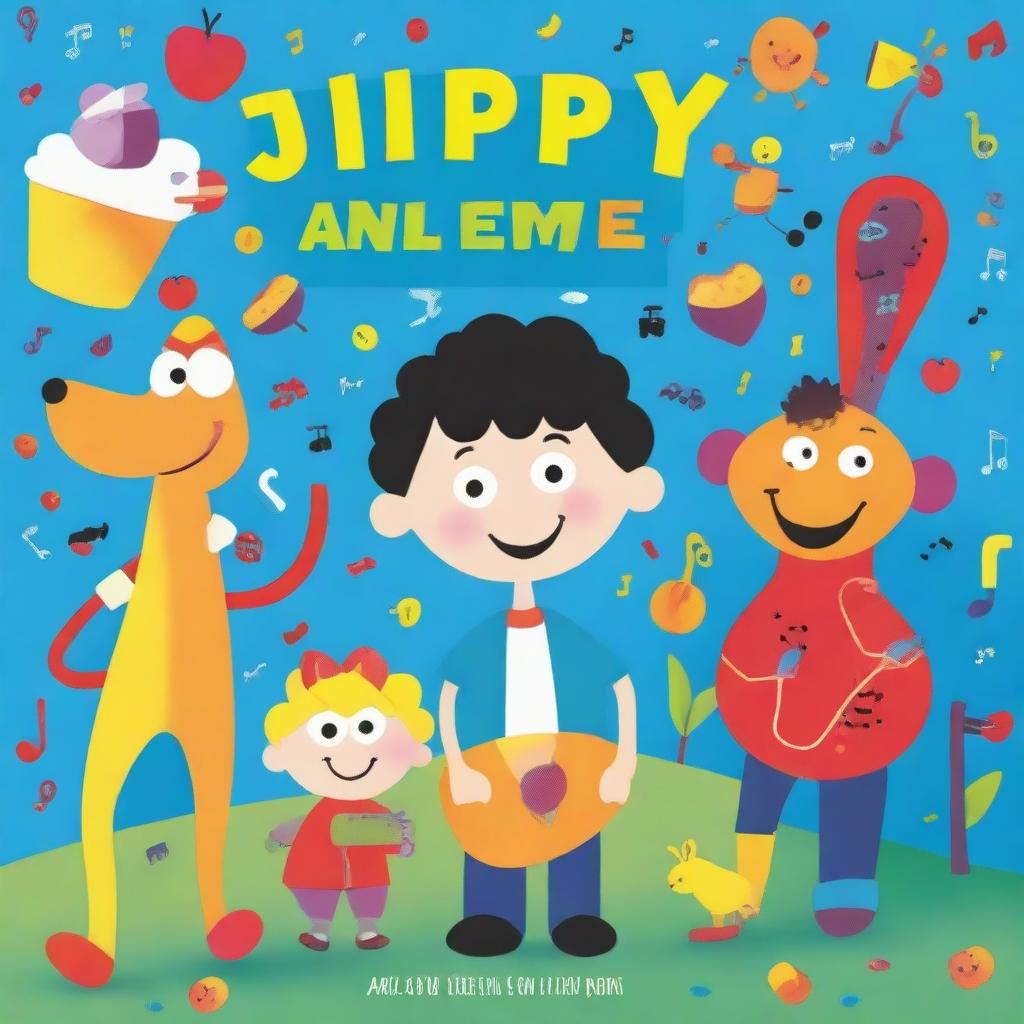 A vibrant and playful album cover for children's music by the artist Jippys