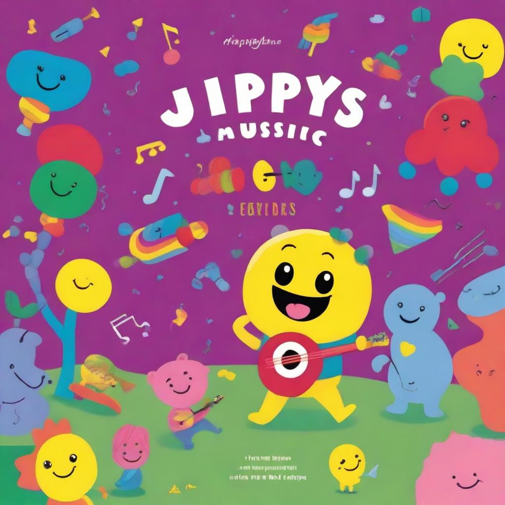 A vibrant and playful album cover for children's music by the artist Jippys