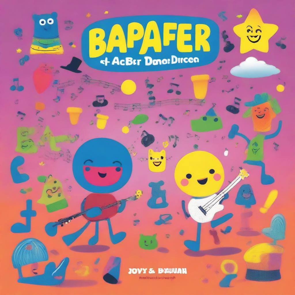 A vibrant and playful album cover for children's music by the artist Jippys