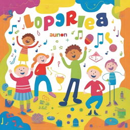 A vibrant and playful album cover for children's music by the artist Jippys