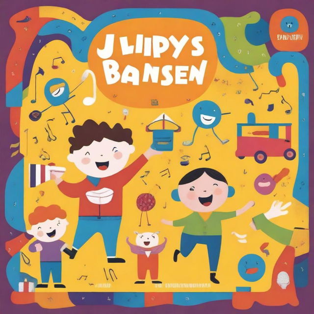 A vibrant and playful album cover for children's music by the artist Jippys