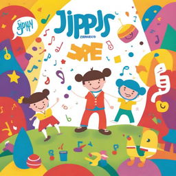 A vibrant and playful album cover for children's music by the artist Jippys