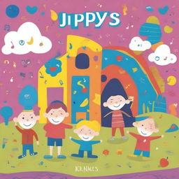 A vibrant and playful album cover for children's music by the artist Jippys