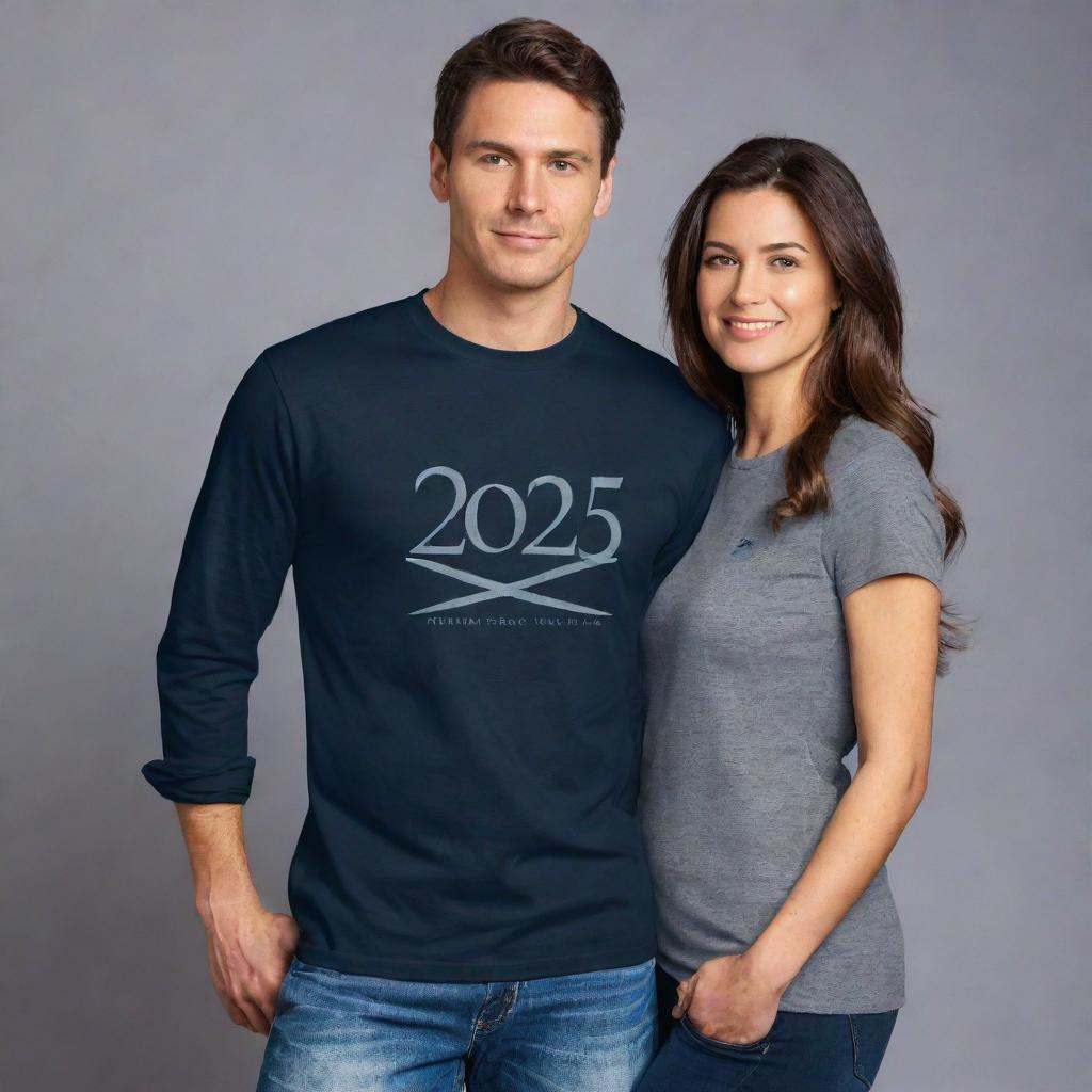 A stylish design for a men's and women's shirt illustrating a 'Senior 2025' theme (year not required) using dark colors for a sophisticated look.