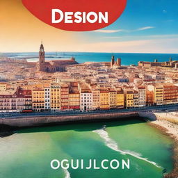 A vibrant YouTube thumbnail featuring the city of Gijón