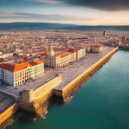 A picturesque view of the city of Gijón, Spain