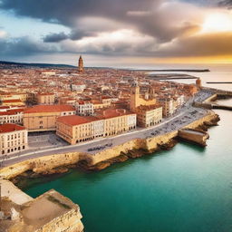 A picturesque view of the city of Gijón, Spain