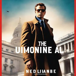 A striking cinematic cover for 'The Unseen Agent,' featuring a mysterious undercover agent standing in front of a grand government building with a United States Flag on top