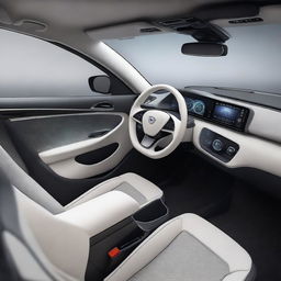 Create the interior of an electric car that is a popular and innovative SUV, without copying existing models or brands