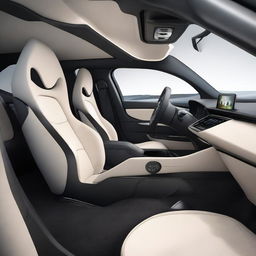 Create the interior of an electric car that is a popular and innovative SUV, without copying existing models or brands