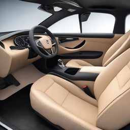 Design the interior of an electric car that is a popular and innovative SUV, without copying existing models or brands