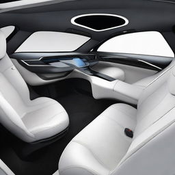 Design the interior of an electric car that is a popular and innovative SUV, without copying existing models or brands