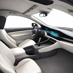 Design the interior of an electric car that is a popular and innovative SUV, without copying existing models or brands