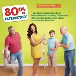 A vibrant advertisement showcasing how to save up to 80% on your electricity bill