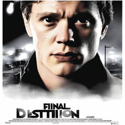 A dramatic and intense movie poster for the film 'Final Destination' starring Evan Peters