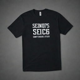 A 3D designed shirt in dark colors with the text 'Seniors' prominently featured on it.