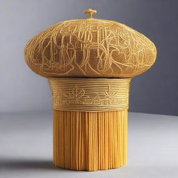 This elegant chef's hat, woven from the threads of divine inspiration and blessed by the essence of the Flying Spaghetti Monster itself, is adorned with shimmering golden embroidery and sacred pasta symbols