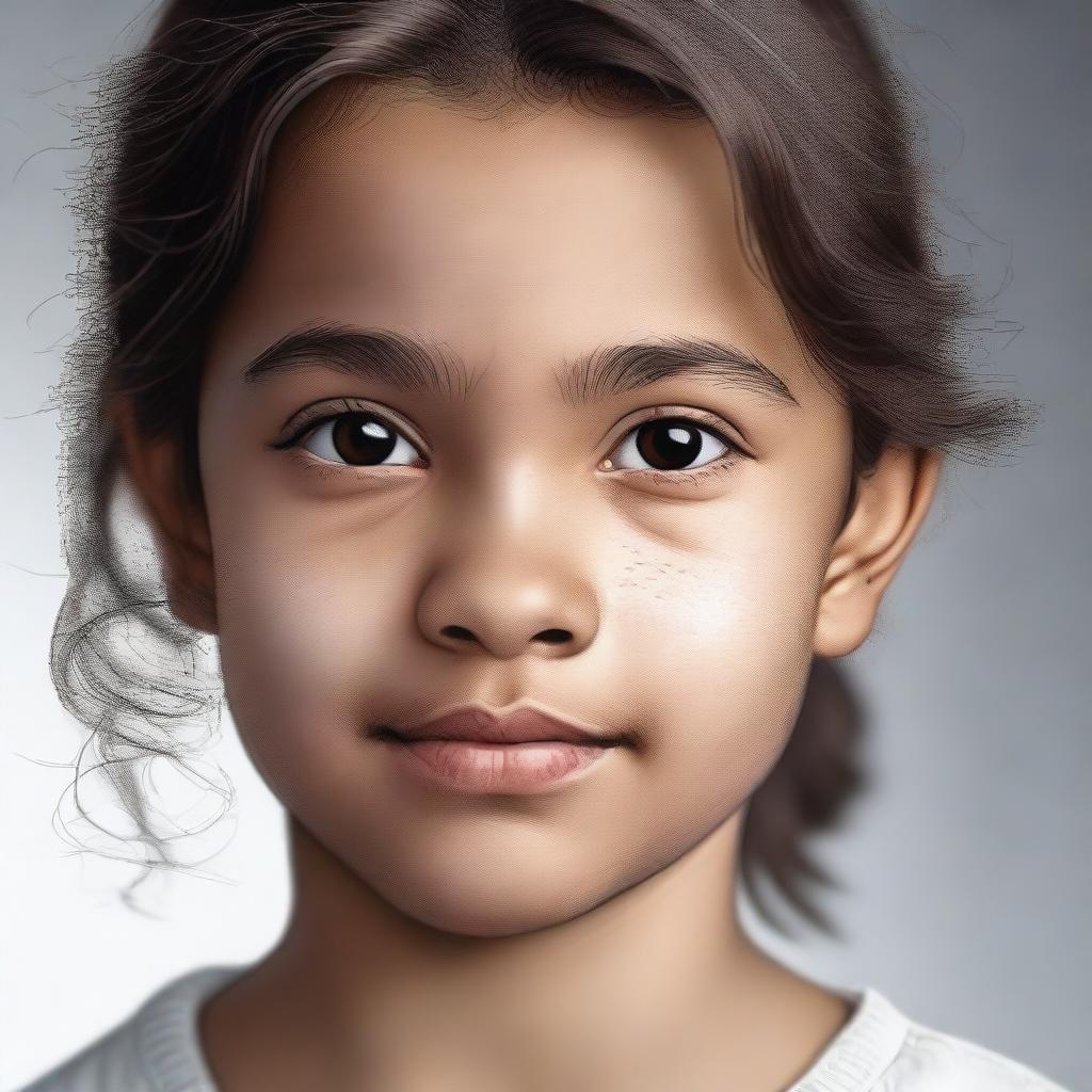 A detailed portrait of the same girl as depicted in the reference image