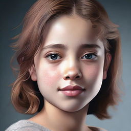 A detailed portrait of the same girl as depicted in the reference image