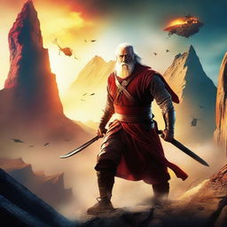 Create a captivating movie poster featuring an epic adventure scene