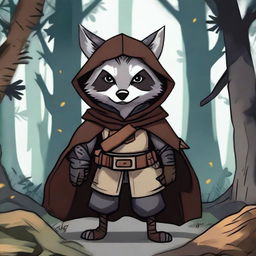 A raccoon bandit character in a Dungeons and Dragons setting