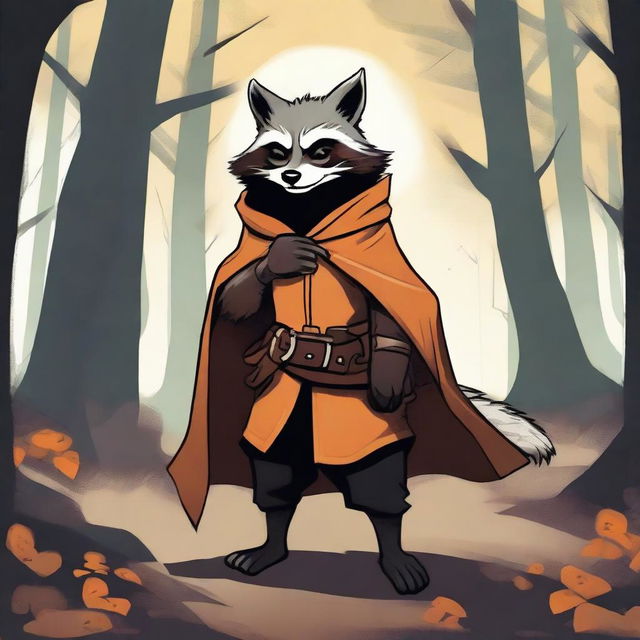 A raccoon bandit character in a Dungeons and Dragons setting