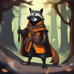 A raccoon bandit character in a Dungeons and Dragons setting