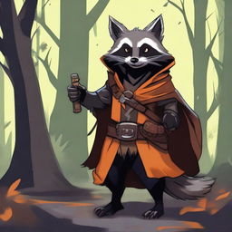 A raccoon bandit character in a Dungeons and Dragons setting