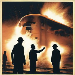 A dramatic poster showing two trains on a collision course, with sparks flying and debris in the air