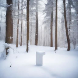 A beautiful winter scene featuring a letter lying on the snow in a snowy forest