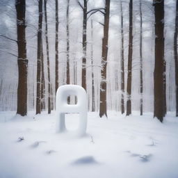 A beautiful winter scene featuring a letter lying on the snow in a snowy forest