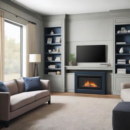 A cozy living room featuring a heating unit and a TV