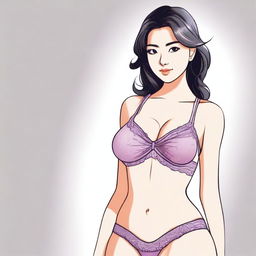 A detailed illustration of a girl wearing a bra