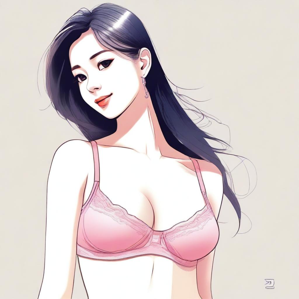 A detailed illustration of a girl wearing a bra