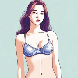 A detailed illustration of a girl wearing a bra