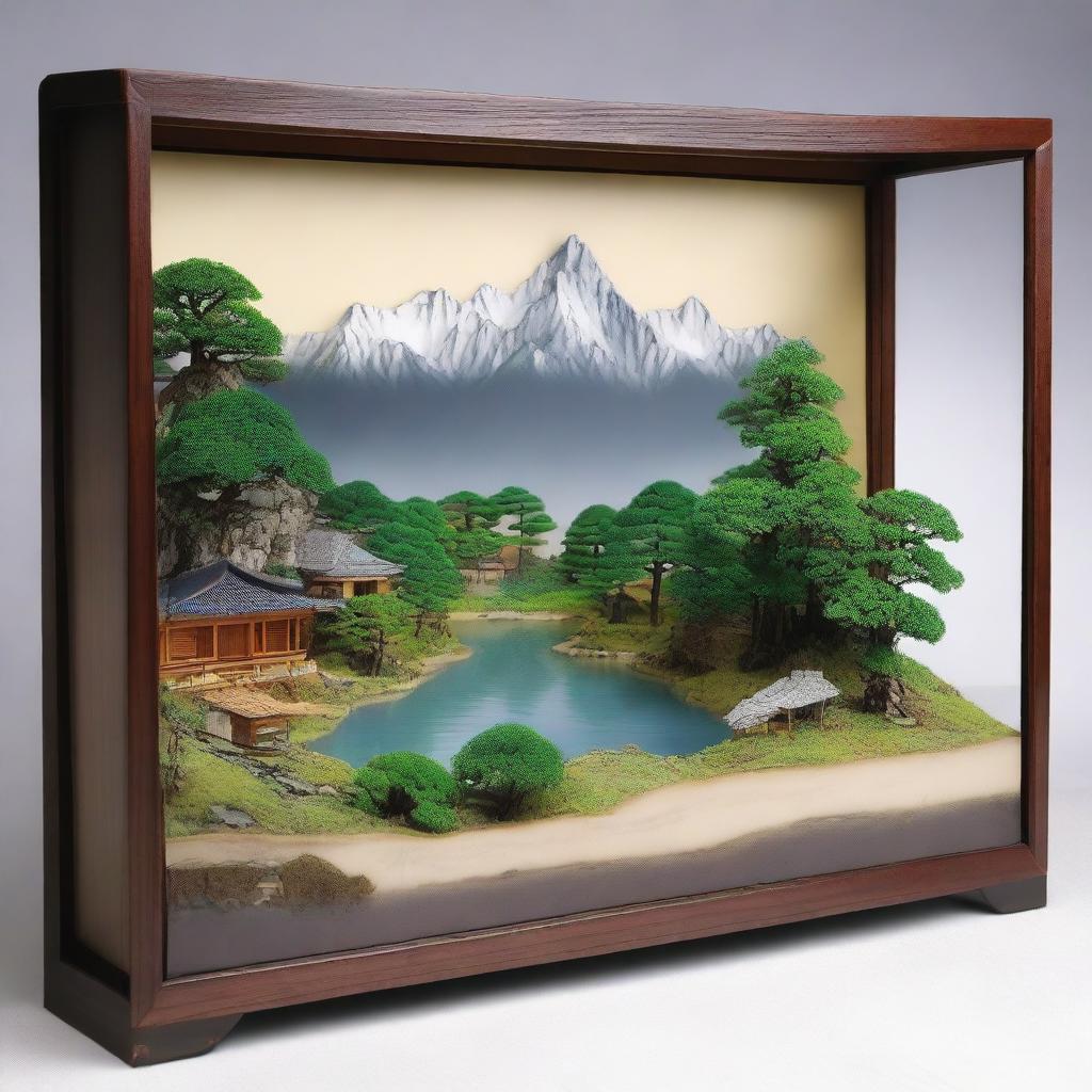 A diorama box viewed from the outside, measuring 2