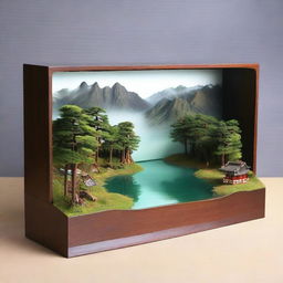 A diorama box viewed from the outside, measuring 2