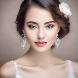 Create an image using her face to depict a beautiful and attractive photo, emphasizing elegance and charm.