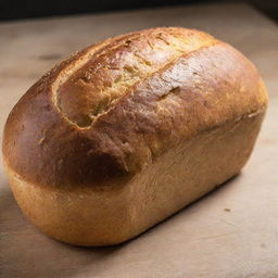 A freshly baked loaf of bread with a golden crust.