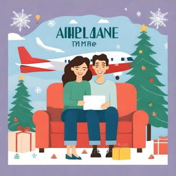 Create a cover for a romance novel titled 'Airplane Mode' set during Christmas time