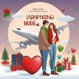 Create a cover for a romance novel titled 'Airplane Mode' set during Christmas time