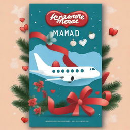 Create a cover for a romance novel titled 'Airplane Mode' set during Christmas time