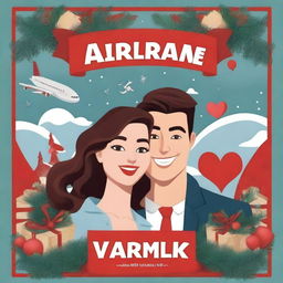 Create a cover for a romance novel titled 'Airplane Mode' set during Christmas time