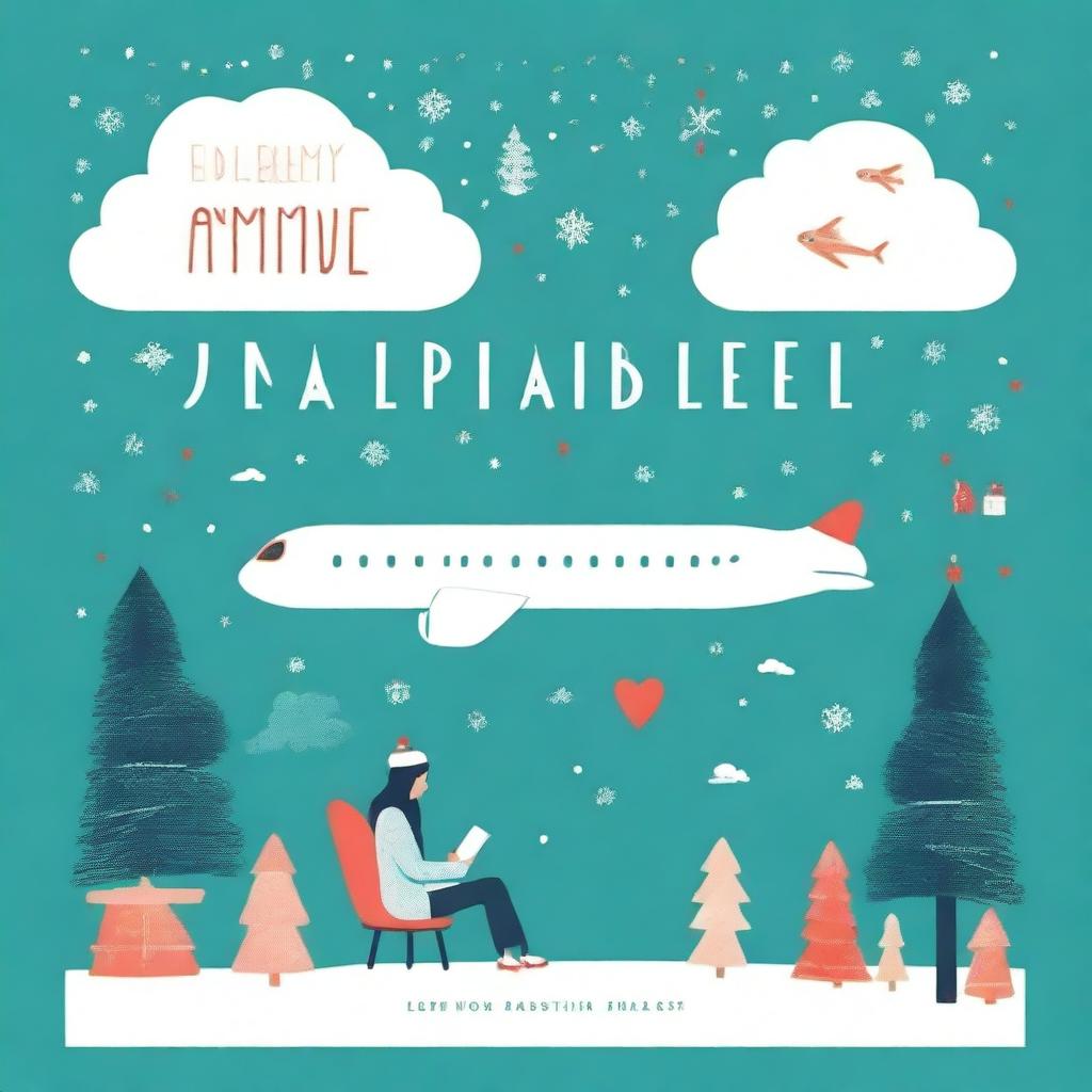 A whimsical and romantic cover for a novel titled 'Airplane Mode' set during Christmas time