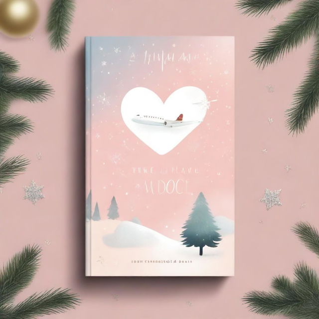 A whimsical and romantic cover for a novel titled 'Airplane Mode' set during Christmas time