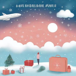 A whimsical and romantic cover for a novel titled 'Airplane Mode' set during Christmas time