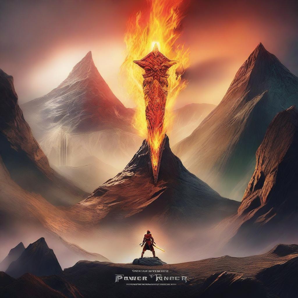 A flaming sword embedded in a mountain, with the title 'Power Rangers Force of Light' and the word 'BELLUM'