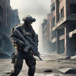 A highly detailed and realistic scene from Call of Duty, featuring a zombie soldier wielding a sniper rifle