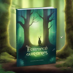 Create a captivating book cover featuring an enchanted forest with glowing trees and mystical creatures