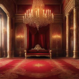 A majestic royal throne room in a detailed digital painting